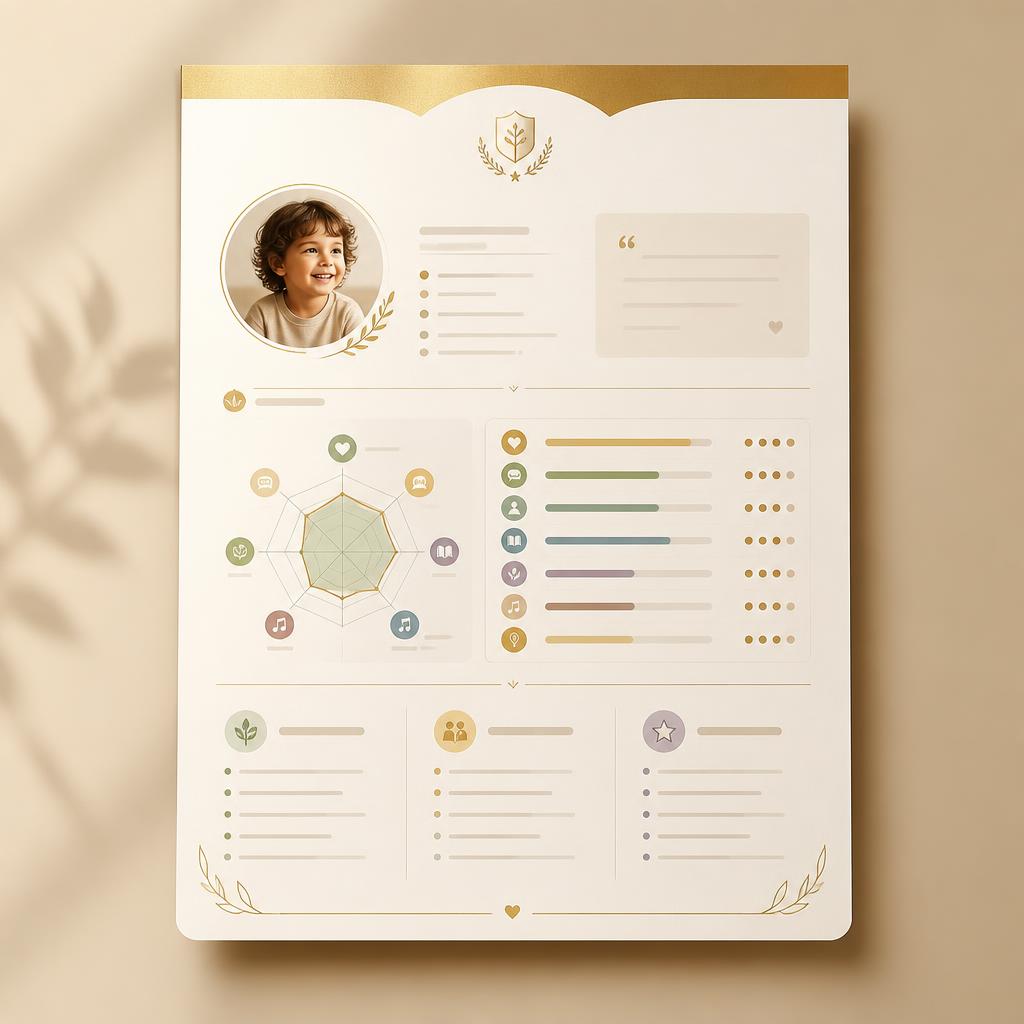 Exemplo visual do feedback final para os pais